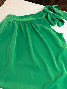 Green One-Shoulder Tie Blouse - Women's Top